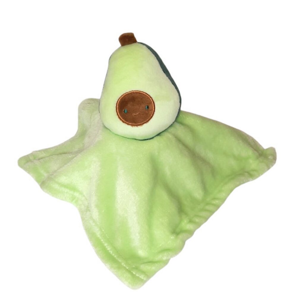 Modern Baby Plush Avocado Green Rattle Lovey Security Blanket 12" X 12"